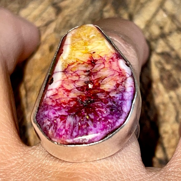 Colorful Solar Agate Ring Size 7 - Picture 4 of 7